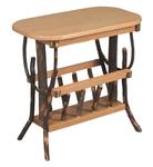 Rustic Hickory Log Oval Top End Table with Magazine Rack